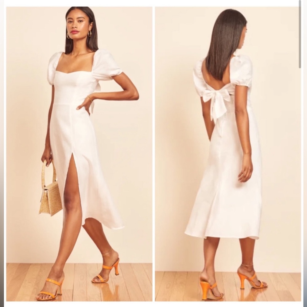 Reformation White Denver Linen Dress
